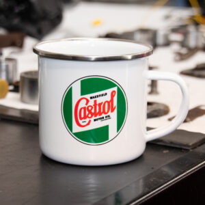 White castrol branded mug